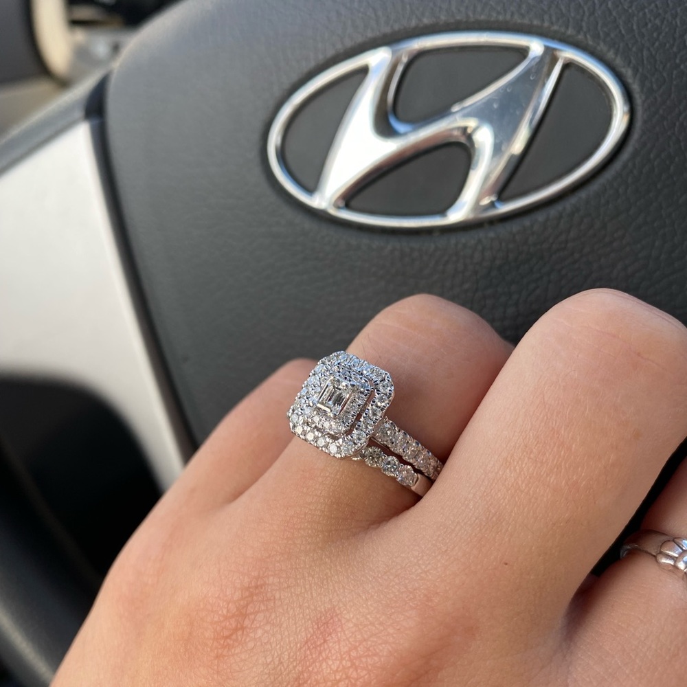 Engagement ring and wedding band